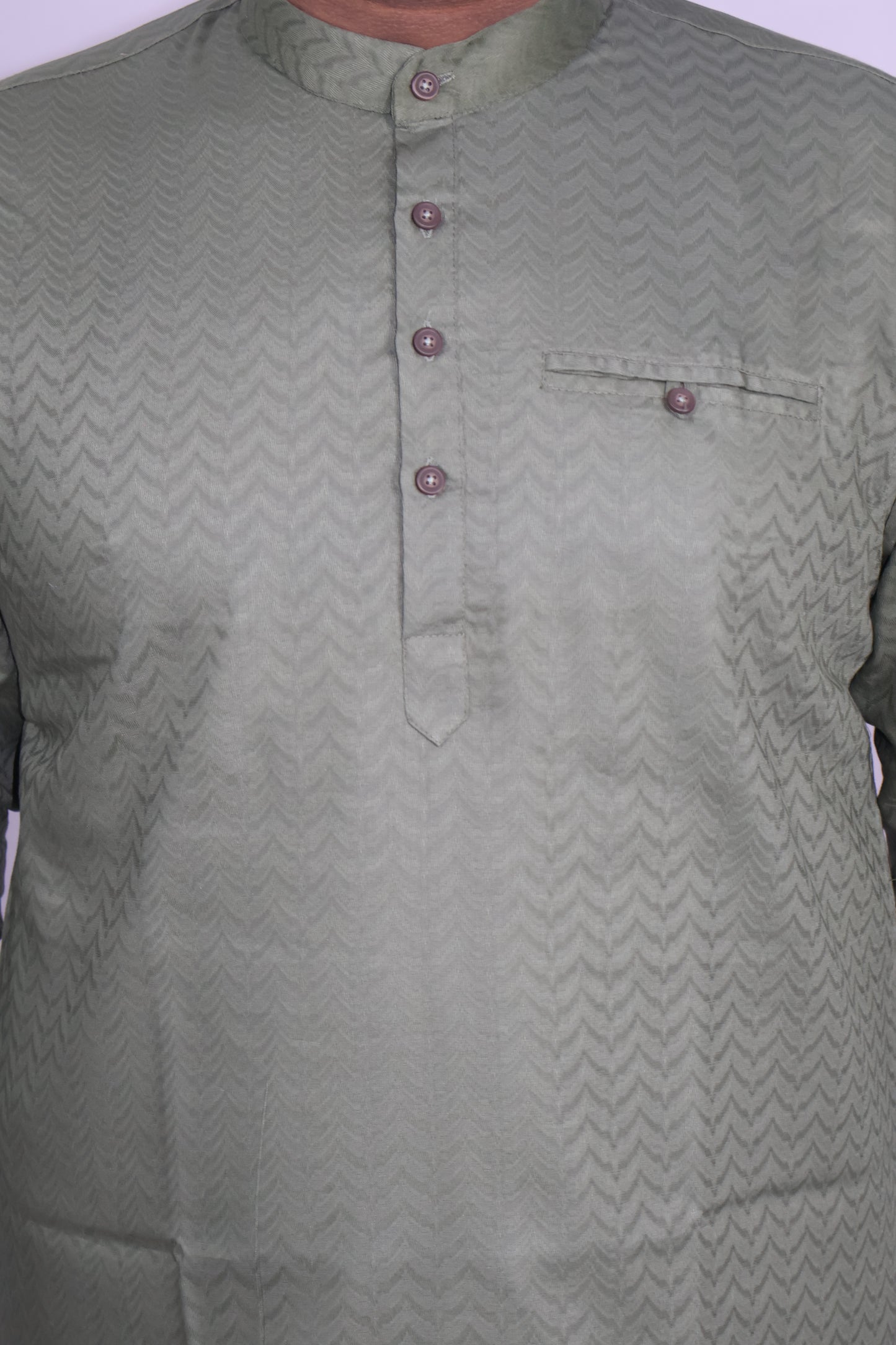 BHW SLUB 1 MEN'S FULL SLEEVE SHORT KURTA MEHENDI GREEN