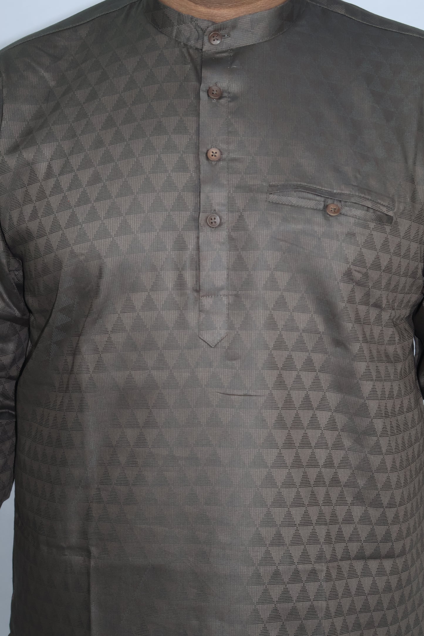 BHW CASATA MEN'S FULL SLEEVE SHORT KURTA BROWN