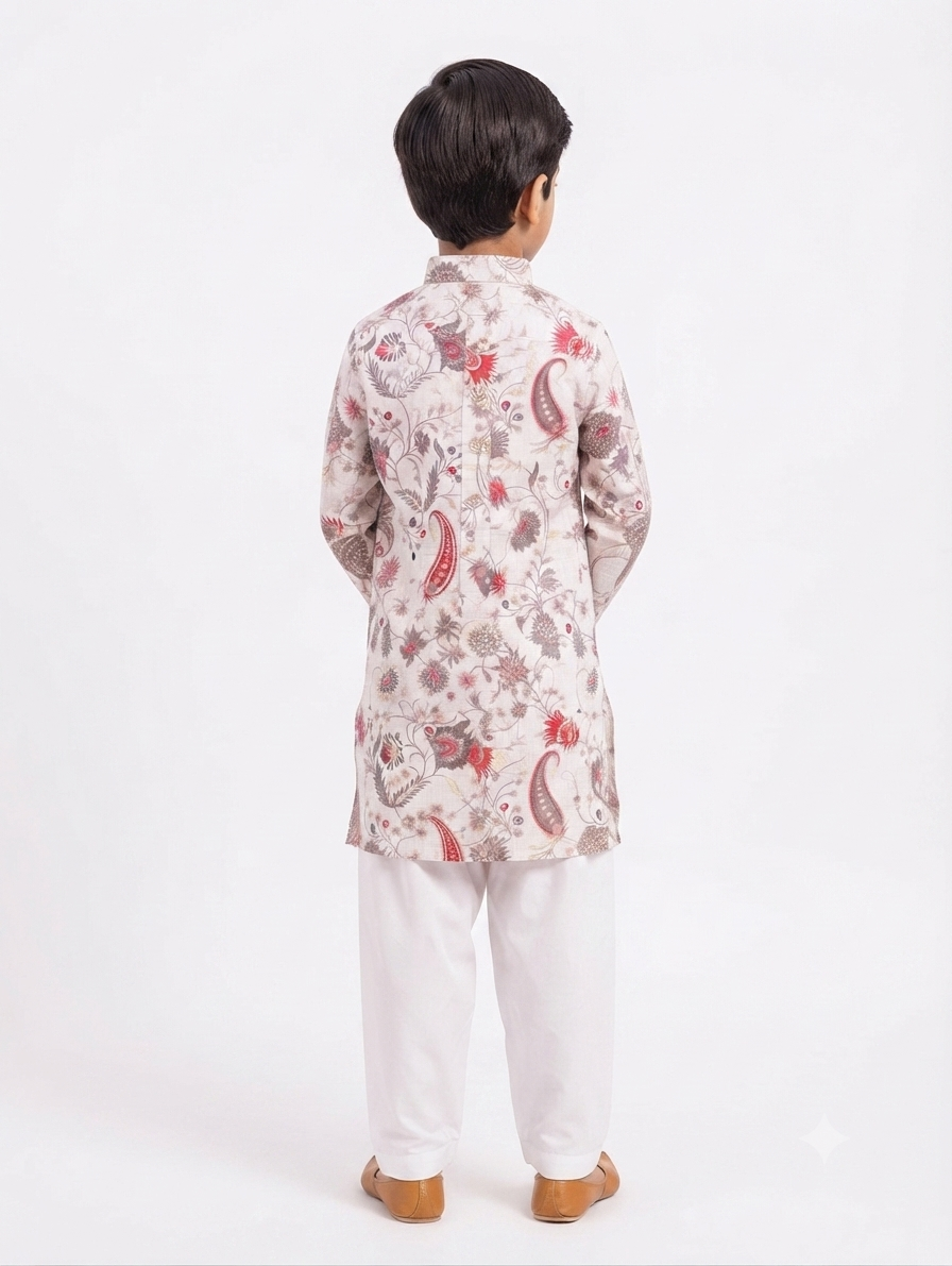 Kid's Kurta Digital 7 White