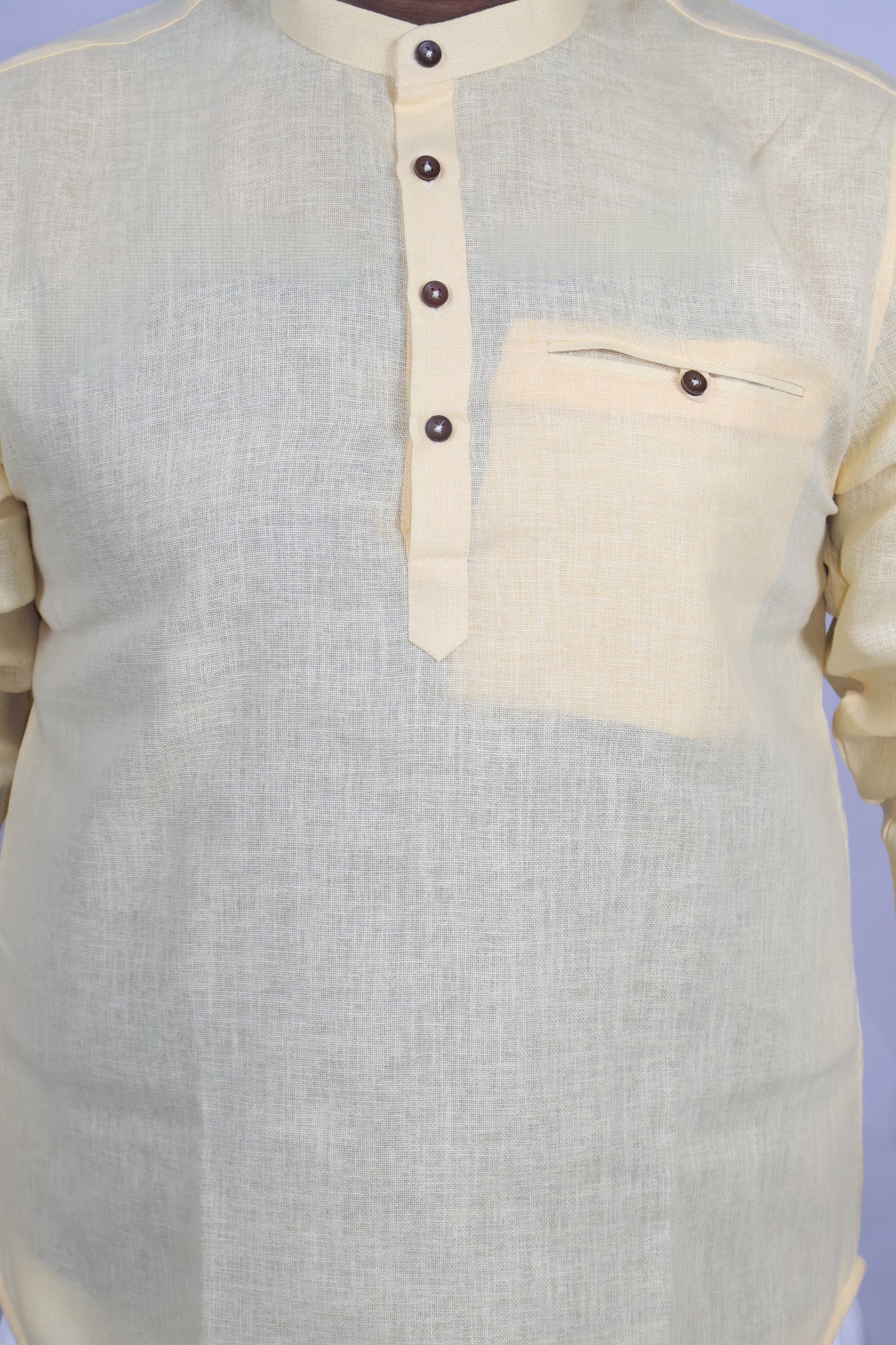 SHARPLINEN MEN'S FULL SLEEVE KURTA GOLD