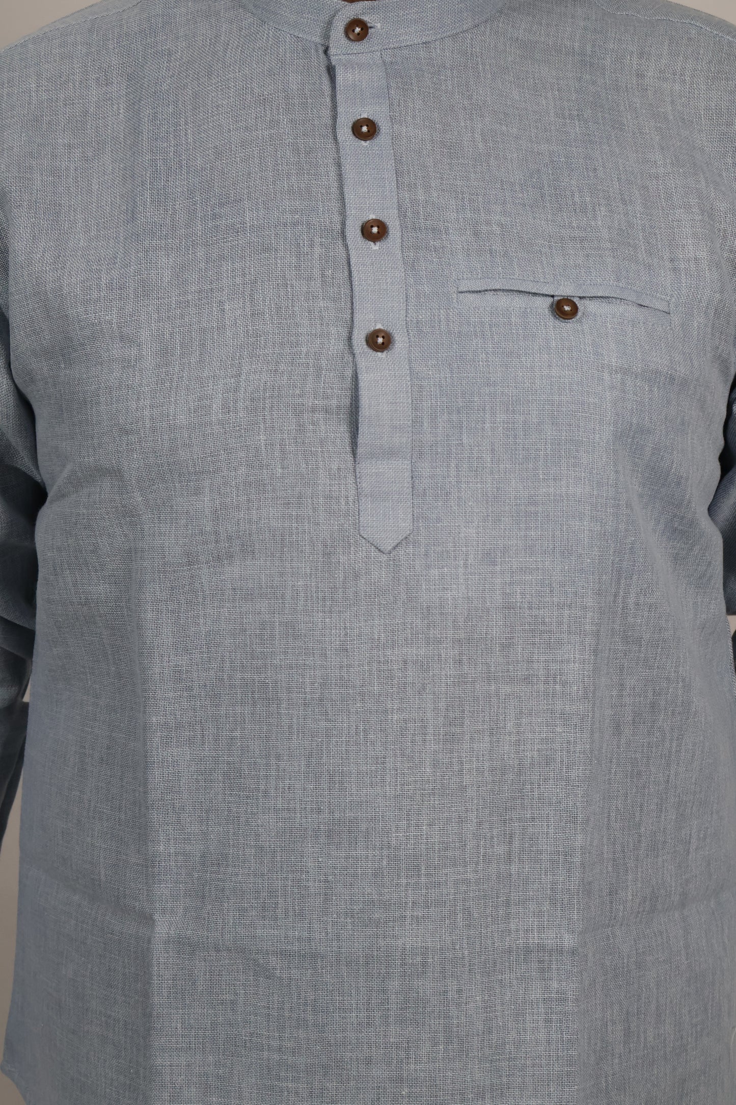 SHARPLINEN MEN'S FULL SLEEVE KURTA GREYISH BLUE