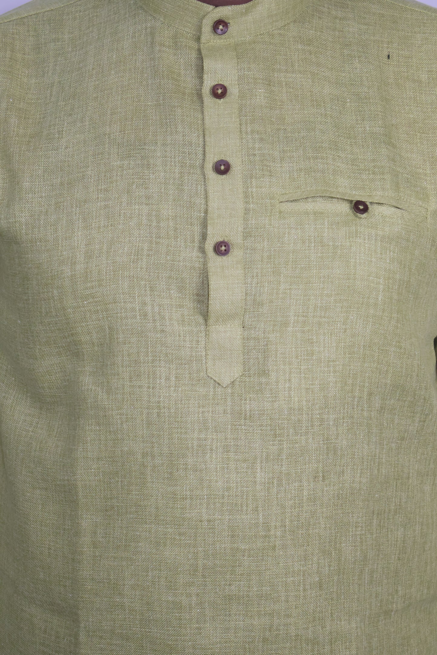 SHARPLINEN MEN'S FULL SLEEVE KURTA MEHENDI GREEN