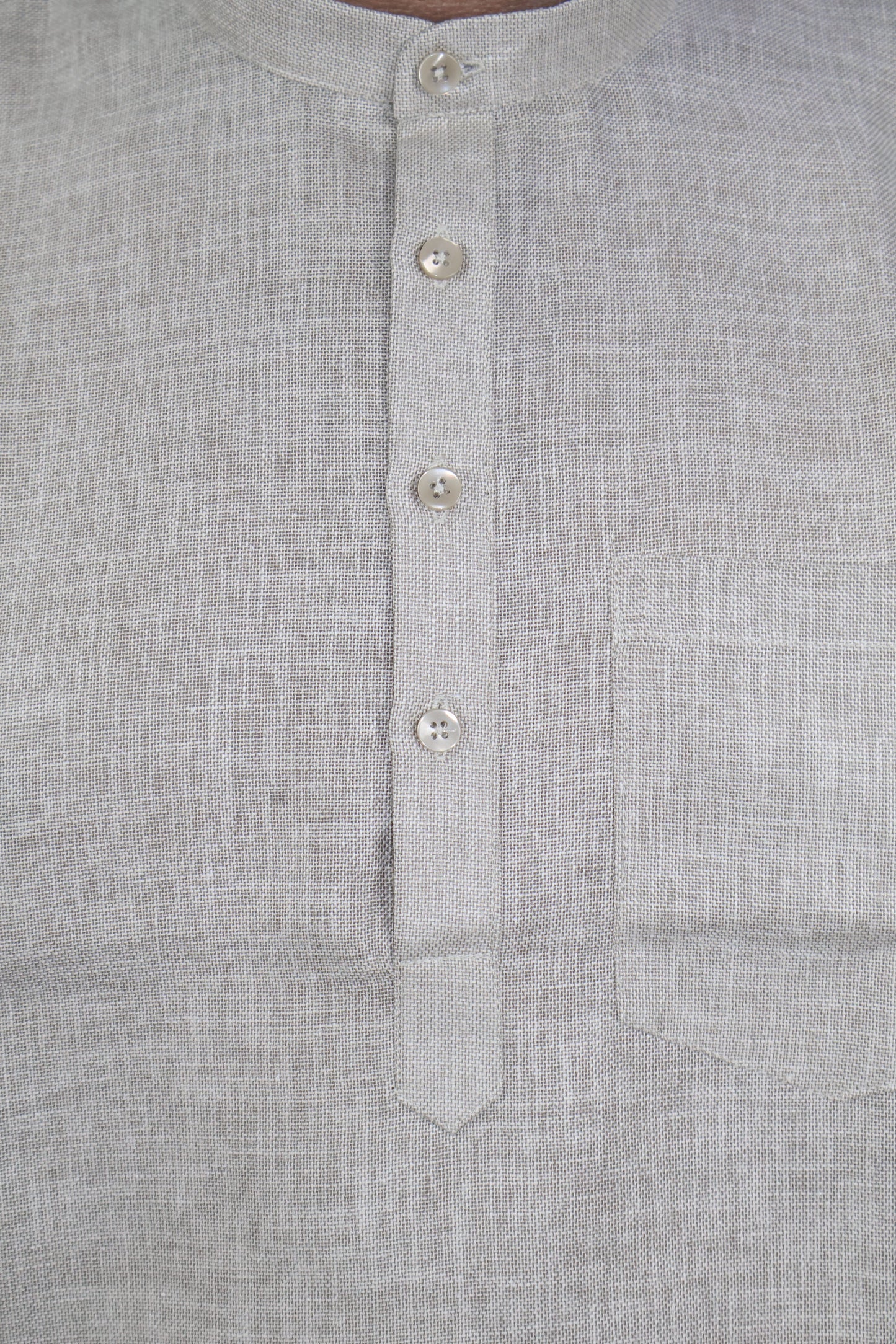 SHARPLINEN MEN'S HALF SLEEVE KURTA ASH GREY