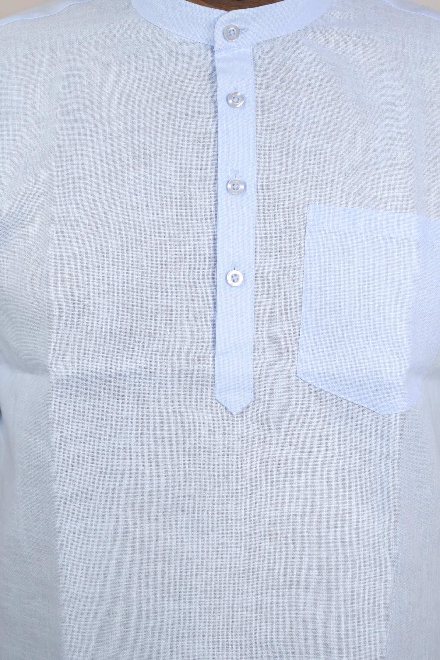 SHARPLINEN MEN'S HALF SLEEVE KURTA BLUE