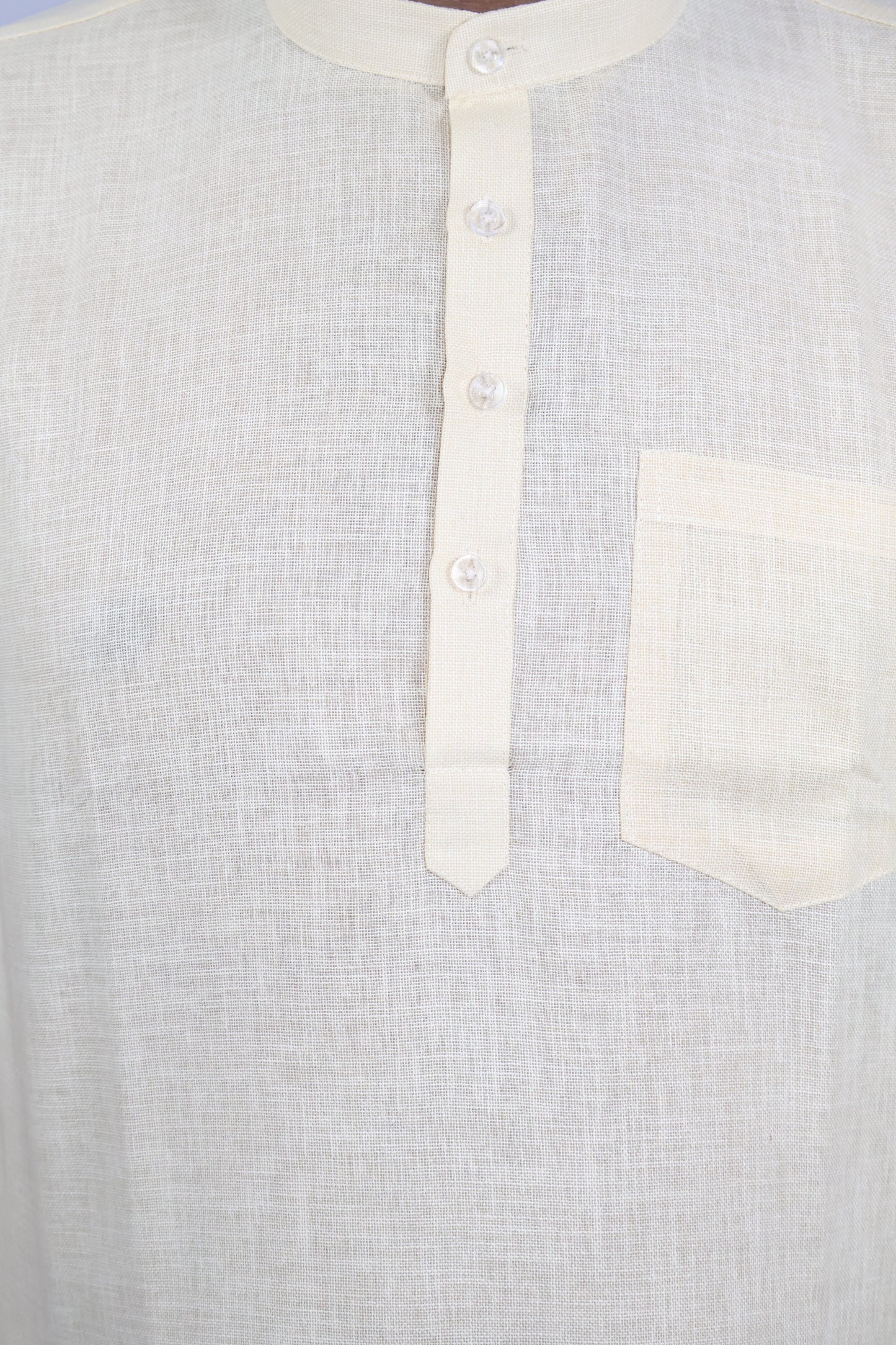 SHARPLINEN MEN'S HALF SLEEVE KURTA CREAM