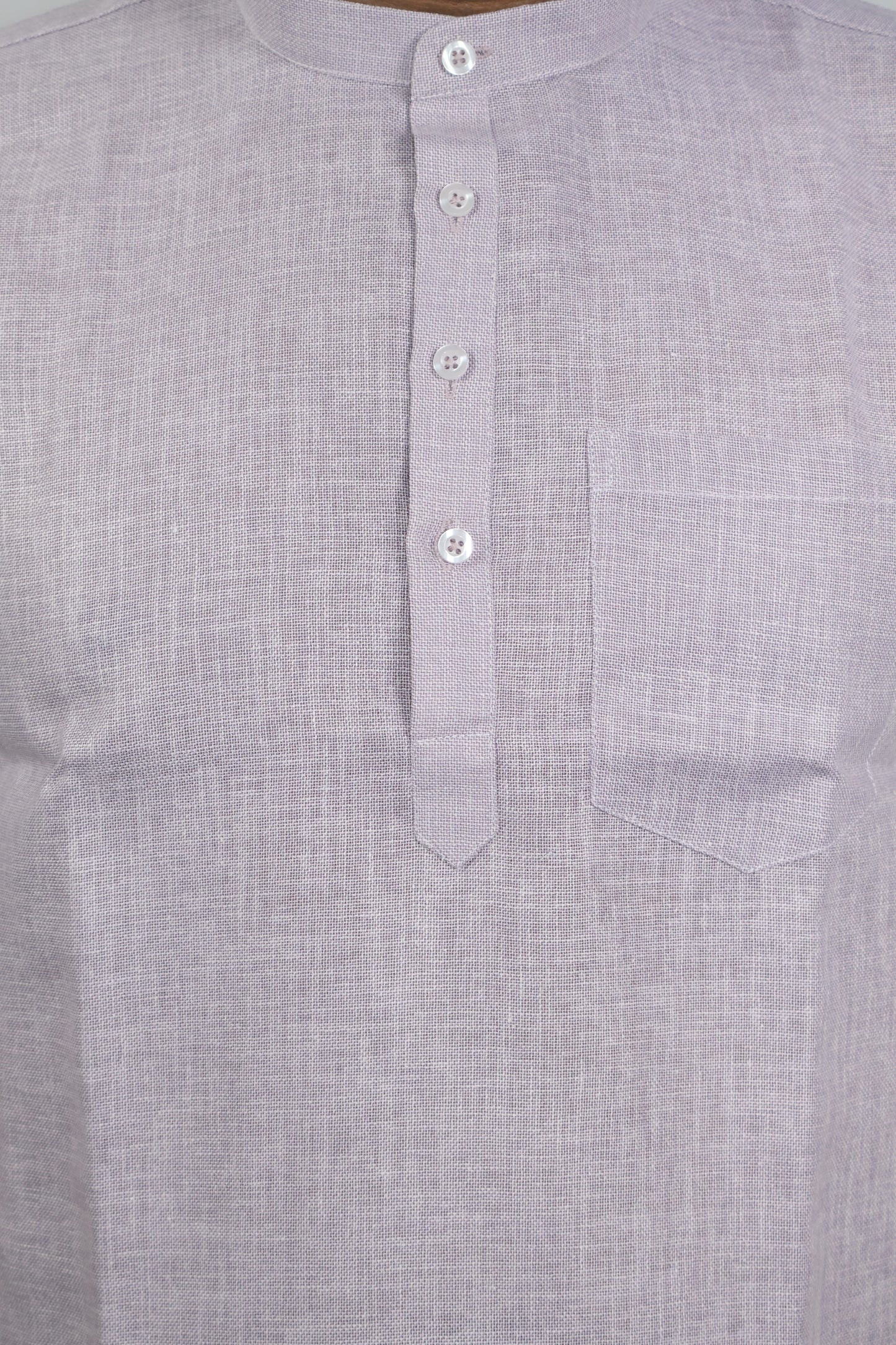 SHARPLINEN MEN'S HALF SLEEVE KURTA LAVENDER