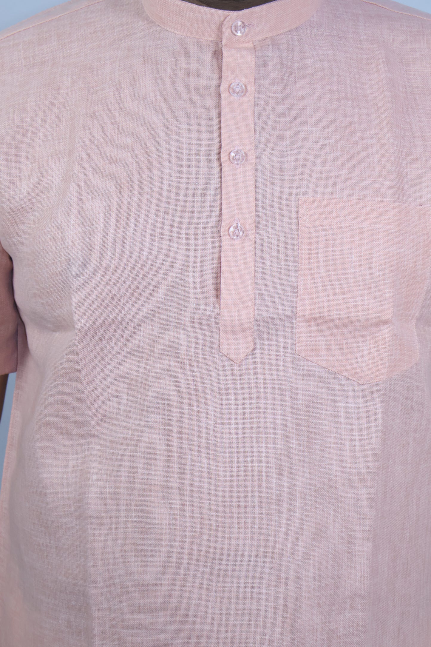 SHARPLINEN MEN'S HALF SLEEVE KURTA LIGHT ONION