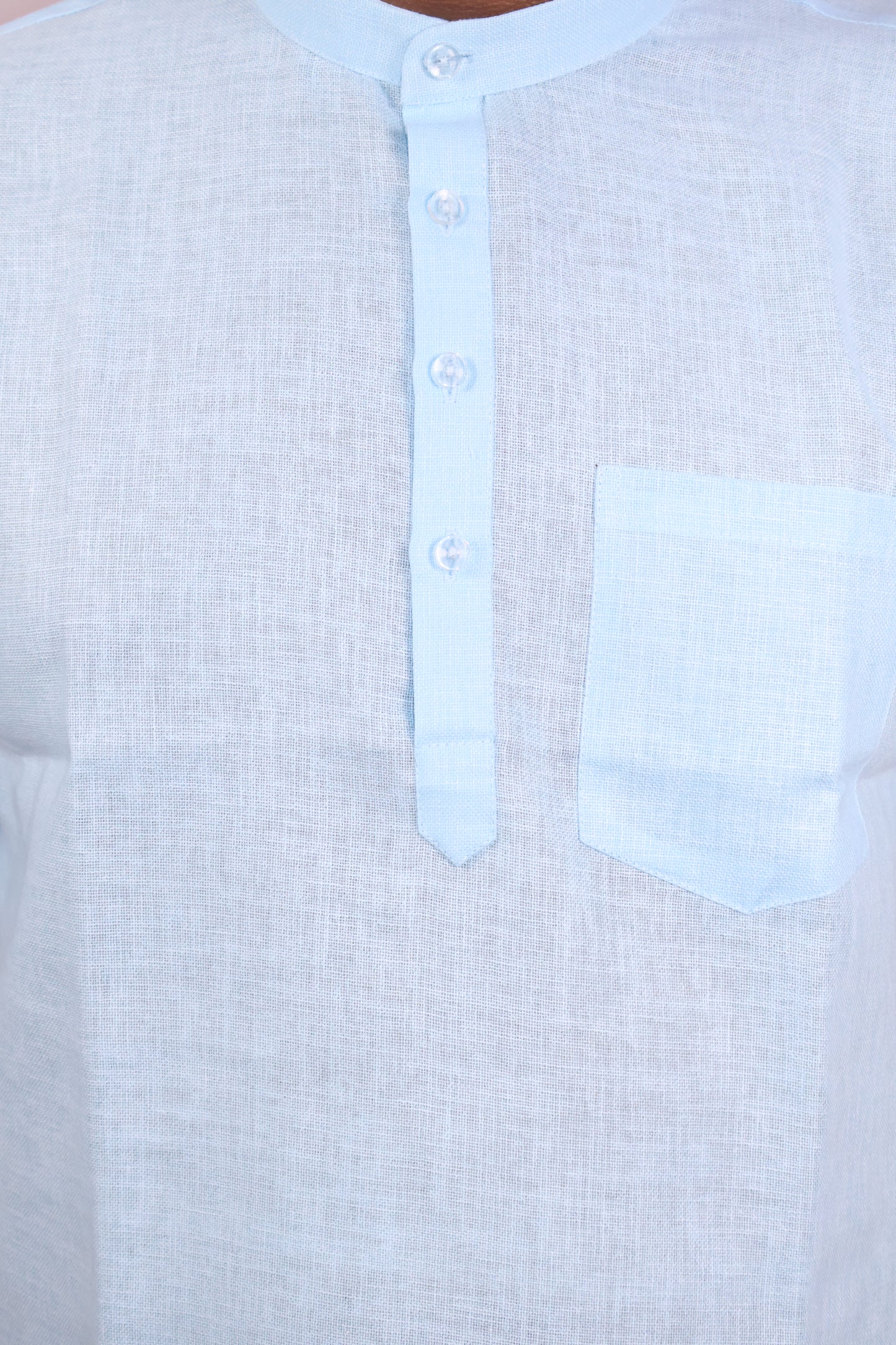 SHARPLINEN MEN'S HALF SLEEVE KURTA SKY BLUE