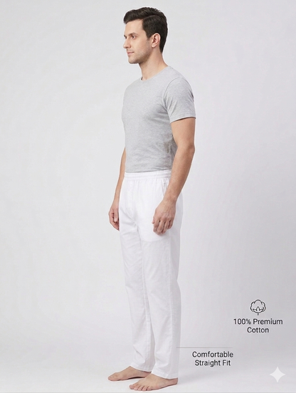 Full Elastic Men's Cotton Salwar White