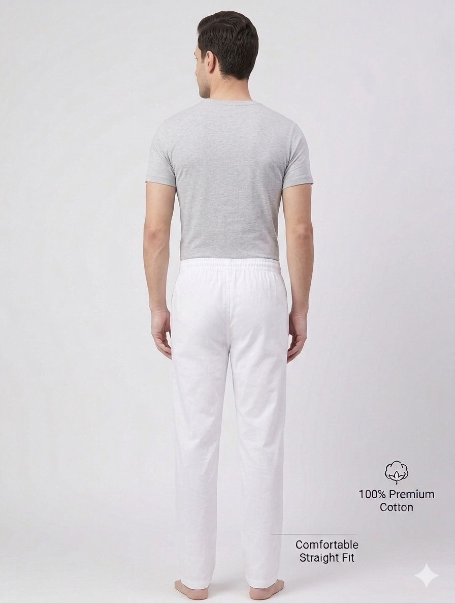 Full Elastic Men's Cotton Salwar White