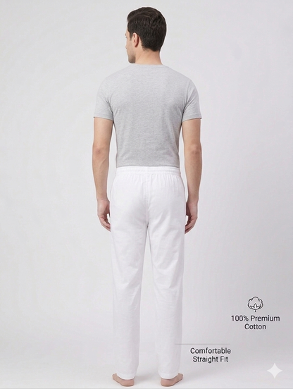 Full Elastic Men's Cotton Salwar White