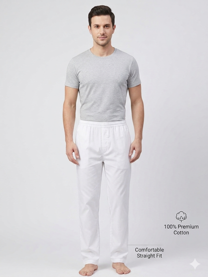 Full Elastic Men's Cotton Salwar White