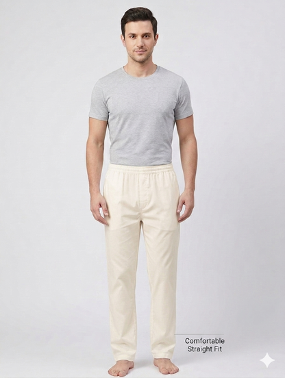 Full Elastic Men's Poly Silk (PS) Cotton Salwar Cream