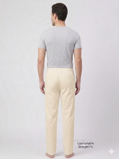 Full Elastic Men's Poly Silk (PS) Cotton Salwar Cream