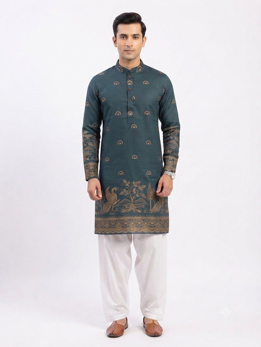 Men's Kurta BH - 01 - Peacock Green