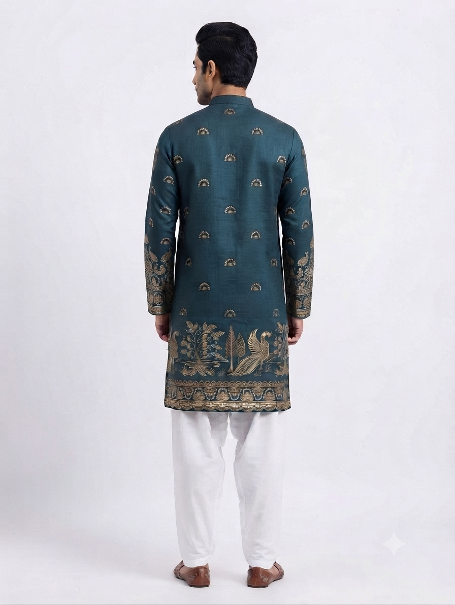 Men's Kurta BH - 01 - Peacock Green