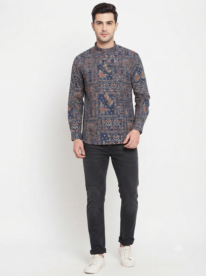 SHORT KURTA BHW DIGITAL 1 NAVY BLUE