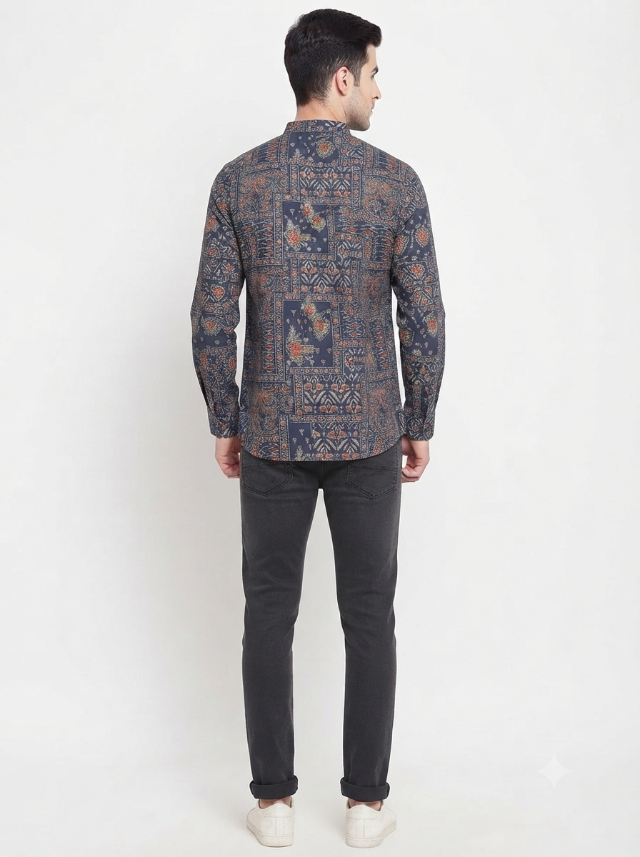 SHORT KURTA BHW DIGITAL 1 NAVY BLUE