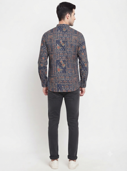 SHORT KURTA BHW DIGITAL 1 NAVY BLUE