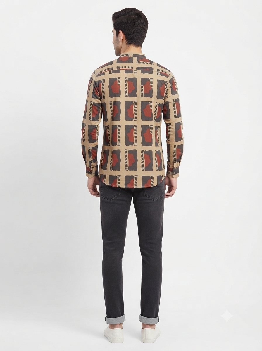 SHORT KURTA BHW DIGITAL 2 BROWN