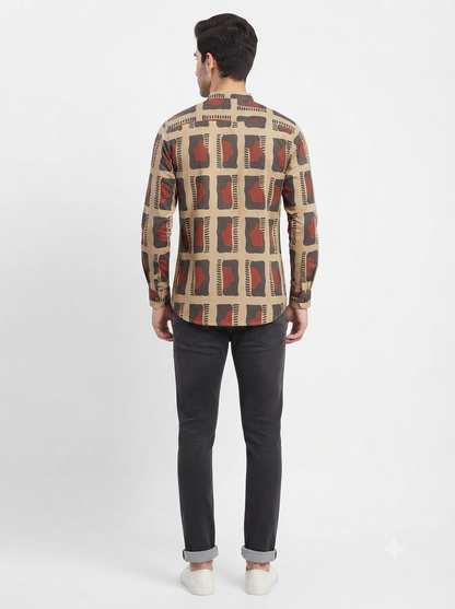 SHORT KURTA BHW DIGITAL 2 BROWN