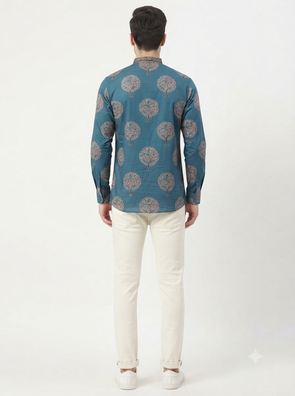 SHORT KURTA BHW DIGITAL 3 PEACOCK BLUE