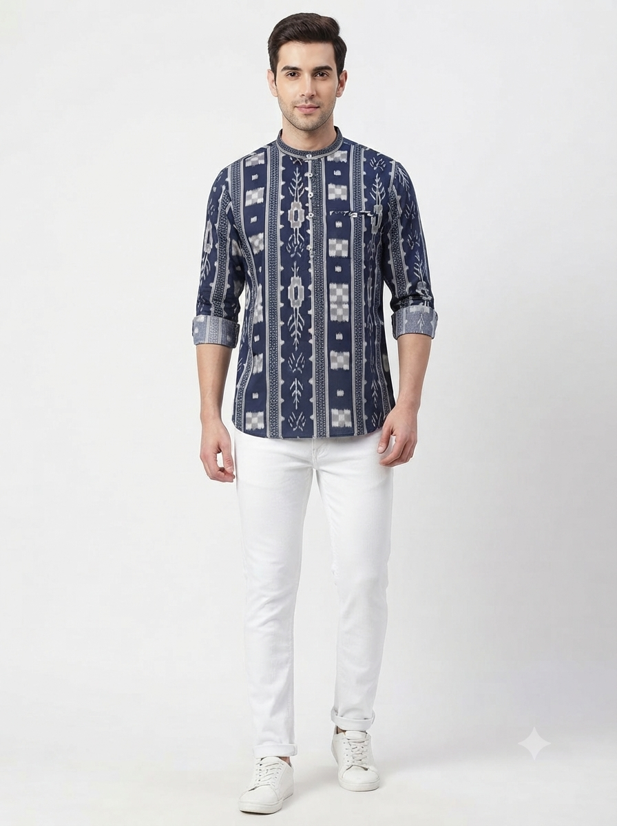 SHORT KURTA BHW DIGITAL 7 NAVY BLUE