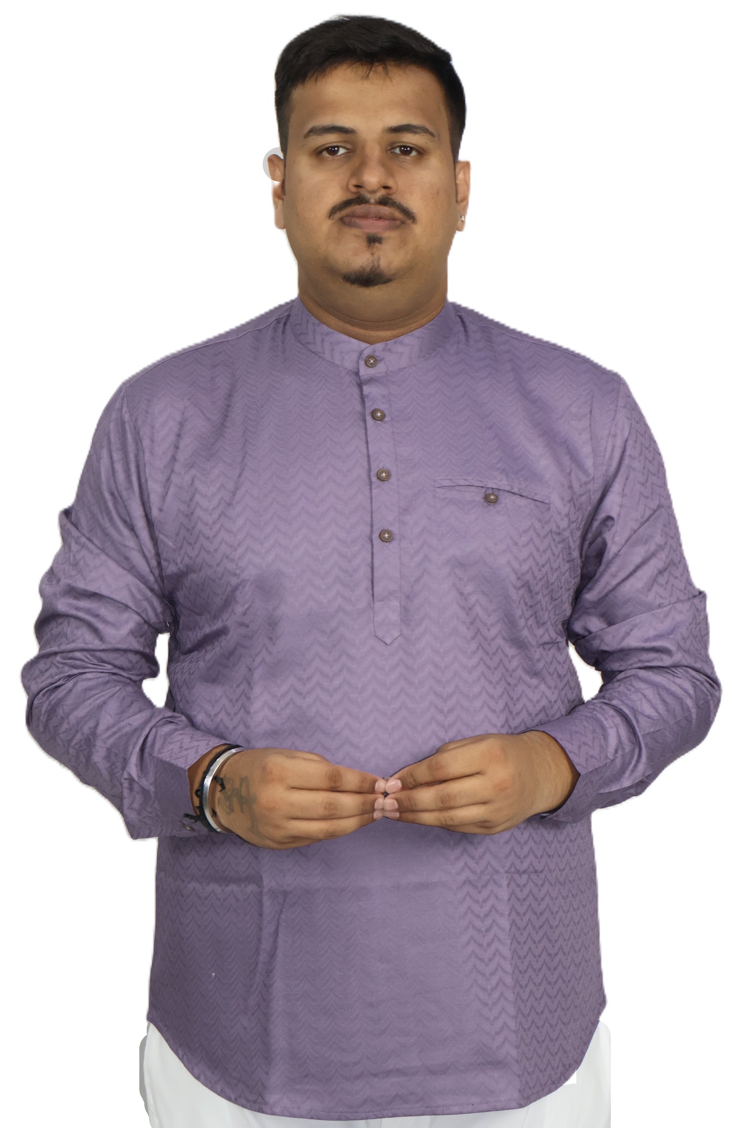 BHW SLUB 1 MEN'S FULL SLEEVE SHORT KURTA LAVENDER