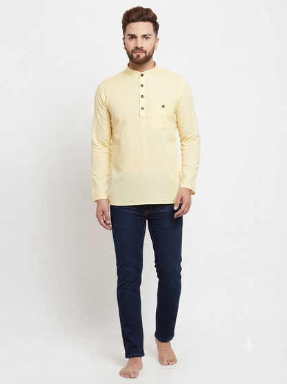 SHORT KURTA BHW SLUB 2 LEMON YELLOW