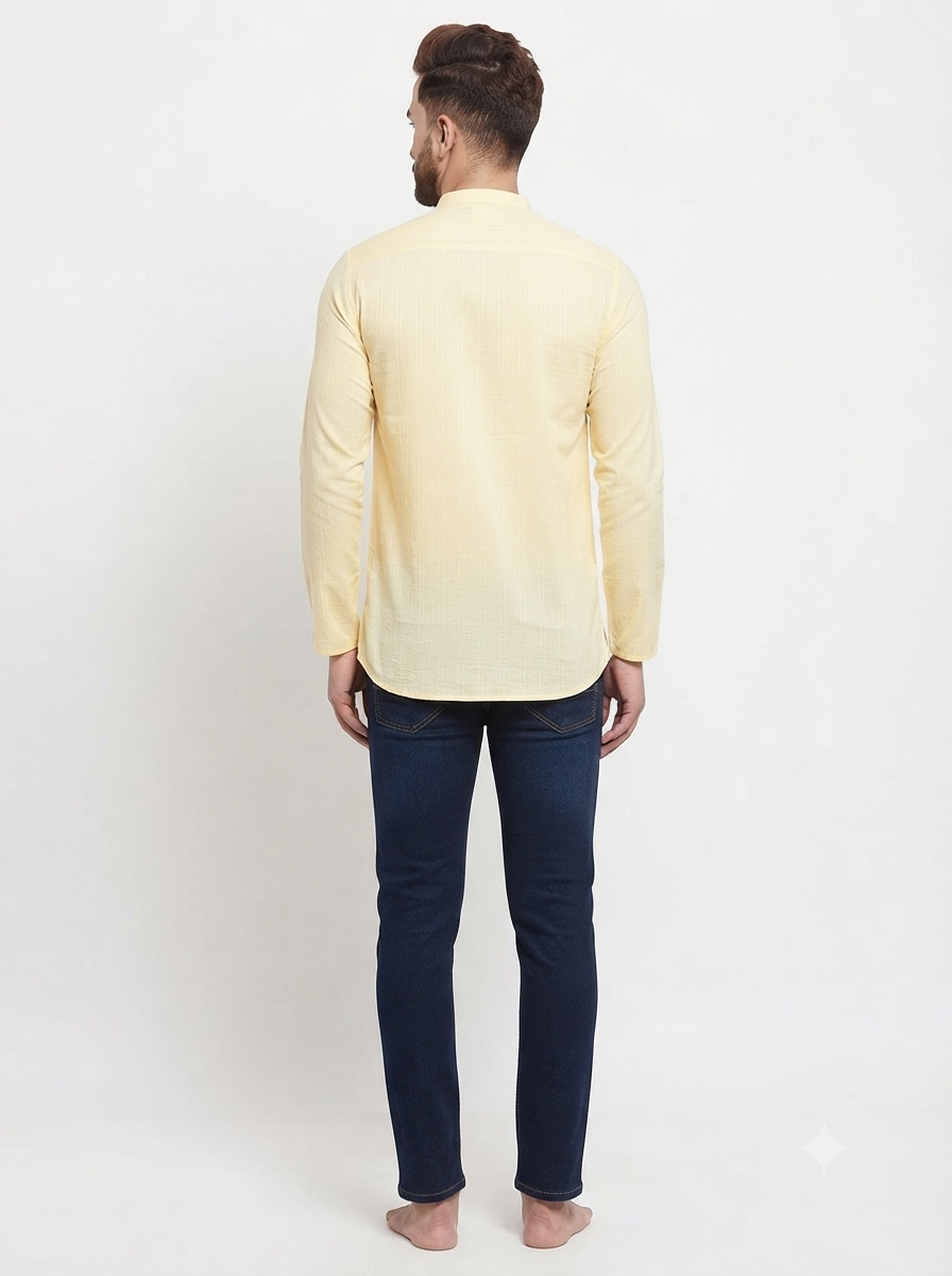SHORT KURTA BHW SLUB 2 LEMON YELLOW