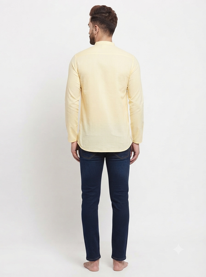 SHORT KURTA BHW SLUB 2 LEMON YELLOW