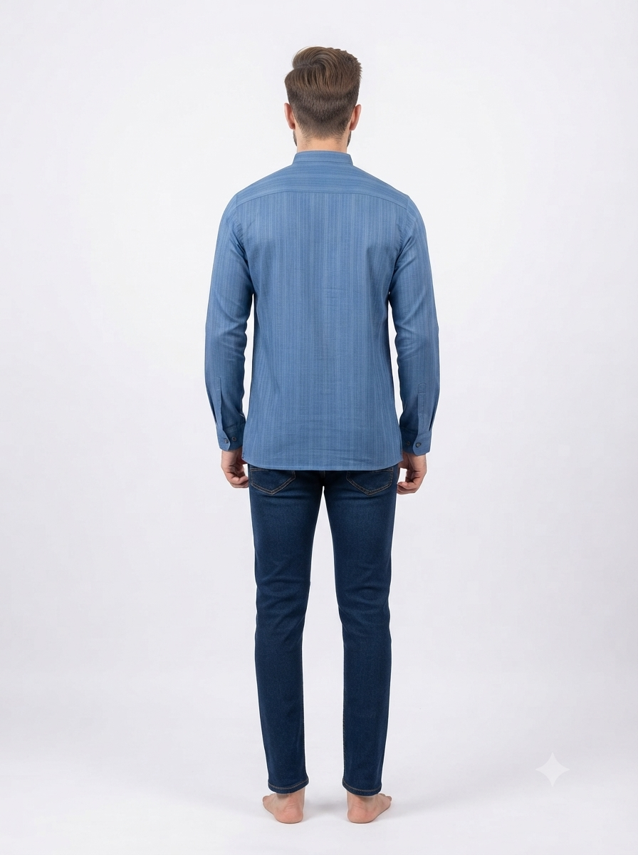 SHORT KURTA BHW SLUB 2 PEACOCK BLUE