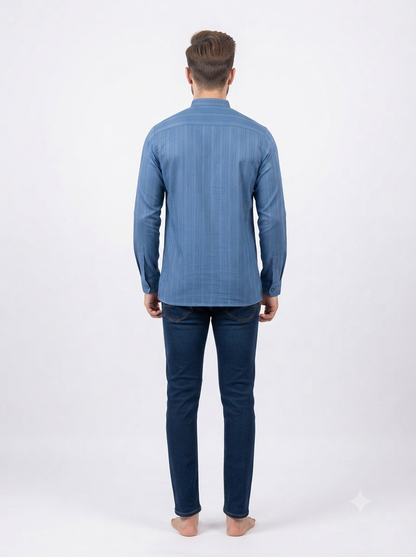 SHORT KURTA BHW SLUB 2 PEACOCK BLUE