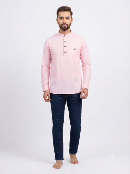 SHORT KURTA BHW SLUB 2 PINK