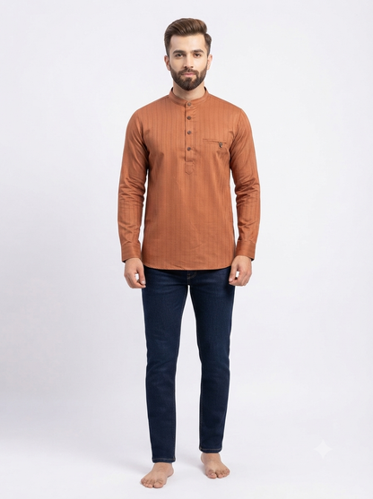 SHORT KURTA BHW SLUB 2 RUST
