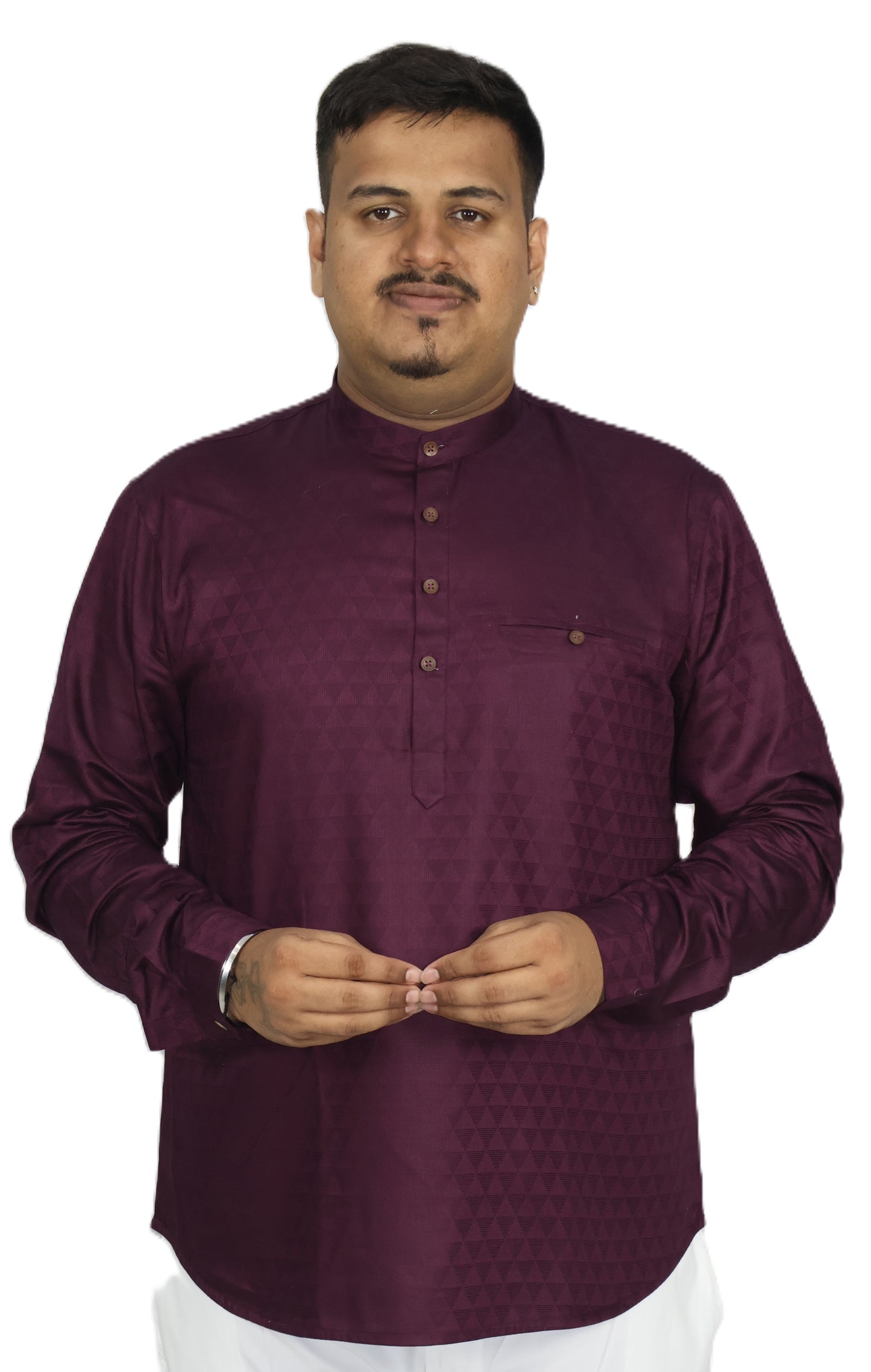 BHW CASATA MEN'S FULL SLEEVE SHORT KURTA WINE