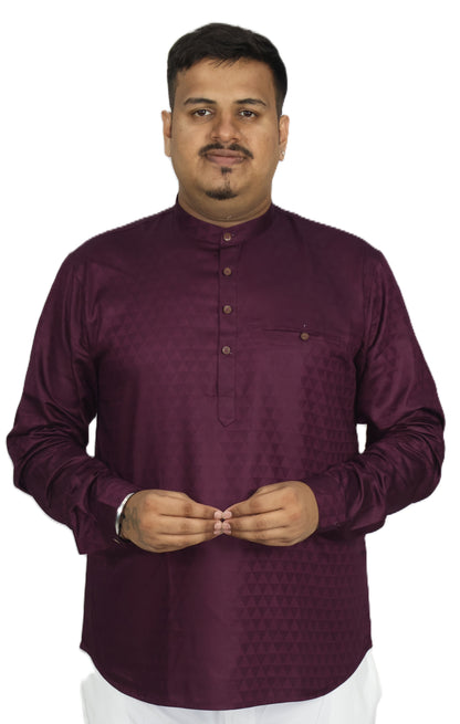 BHW CASATA MEN'S FULL SLEEVE SHORT KURTA WINE