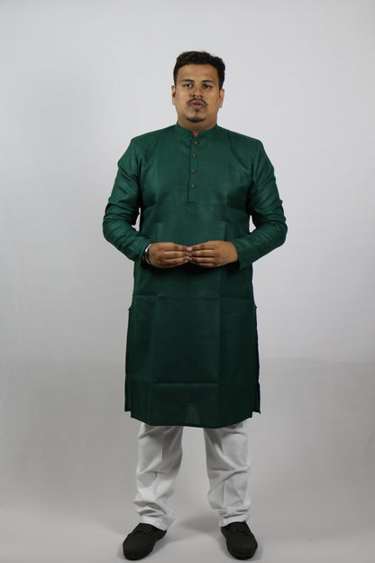 BLOSSOM MEN'S KURTA BOTTLE GREEN