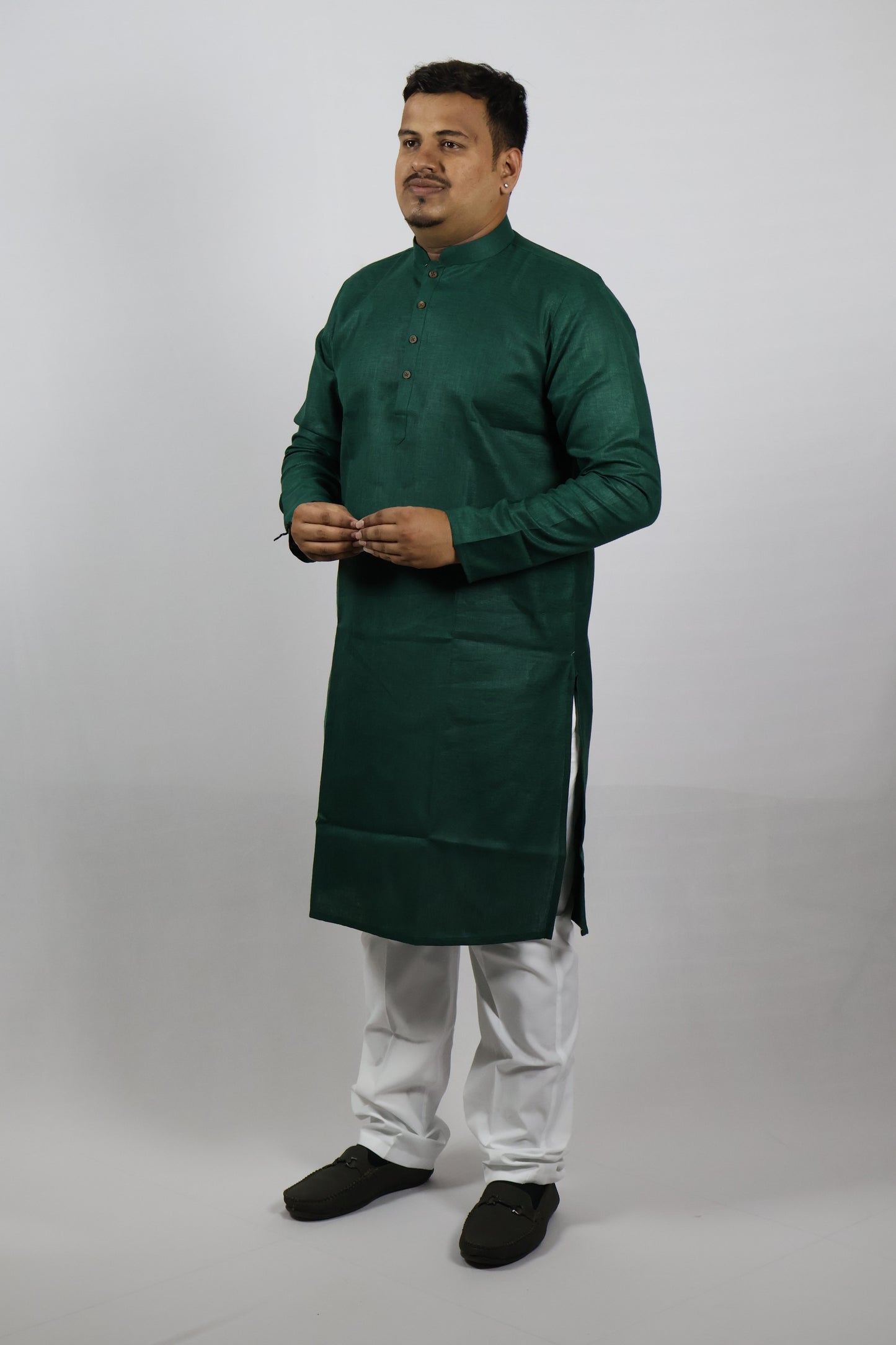 BLOSSOM MEN'S KURTA BOTTLE GREEN