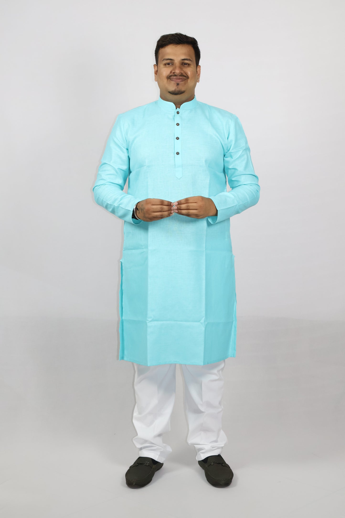 BLOSSOM MEN'S KURTA FIROZI BLUE