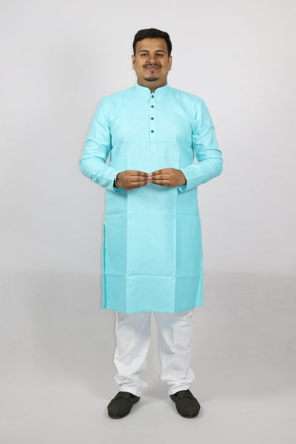 BLOSSOM MEN'S KURTA FIROZI BLUE