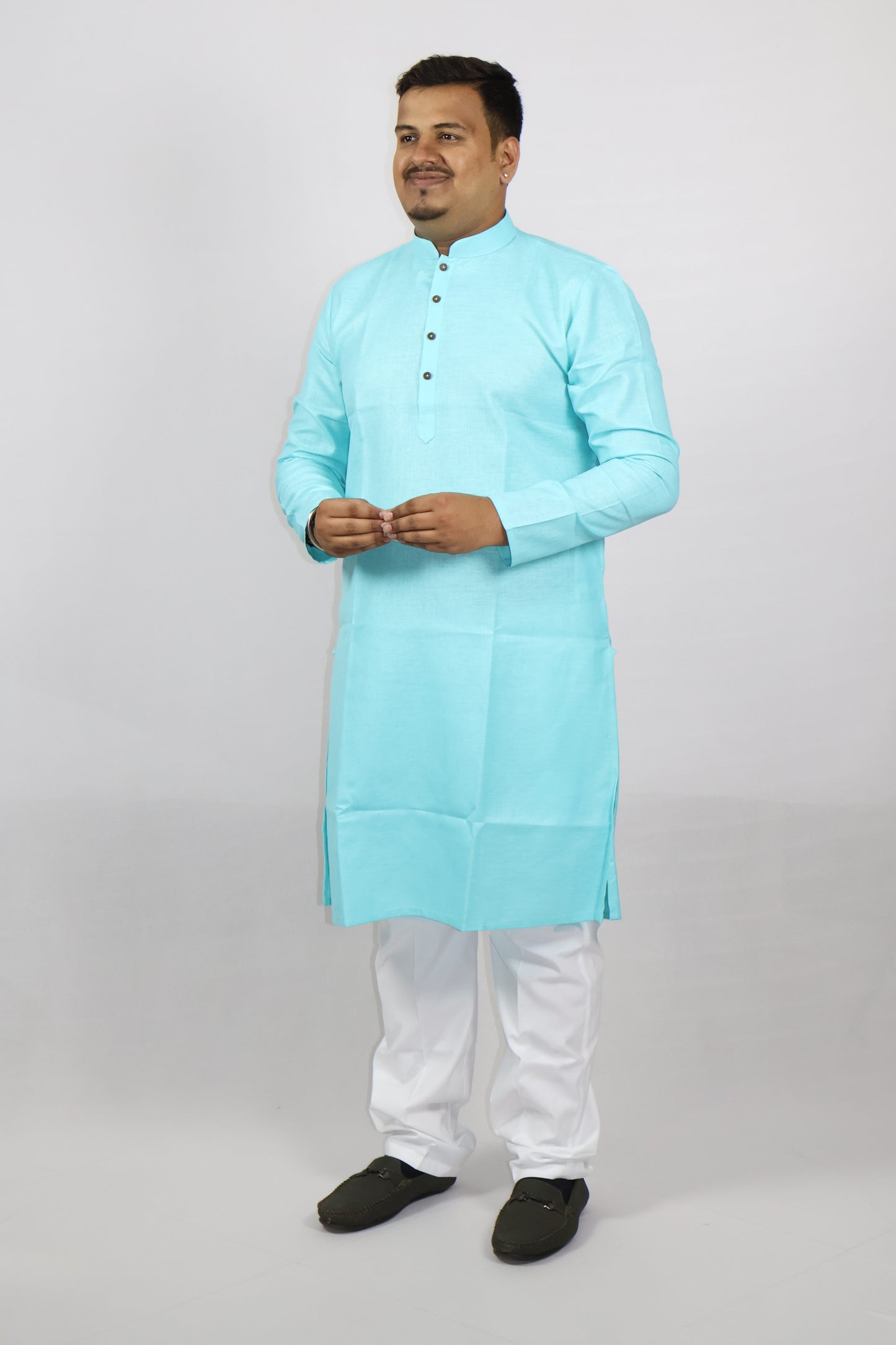 BLOSSOM MEN'S KURTA FIROZI BLUE