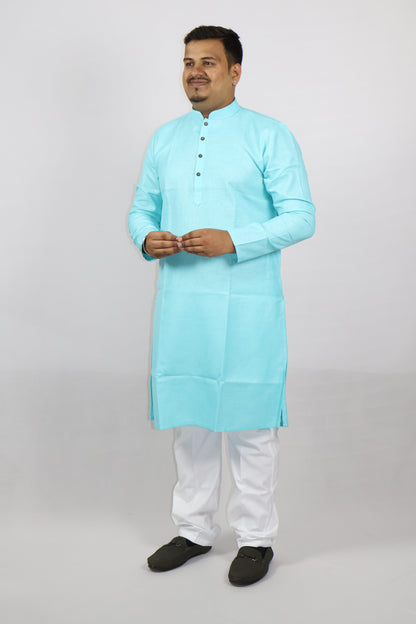 BLOSSOM MEN'S KURTA FIROZI BLUE
