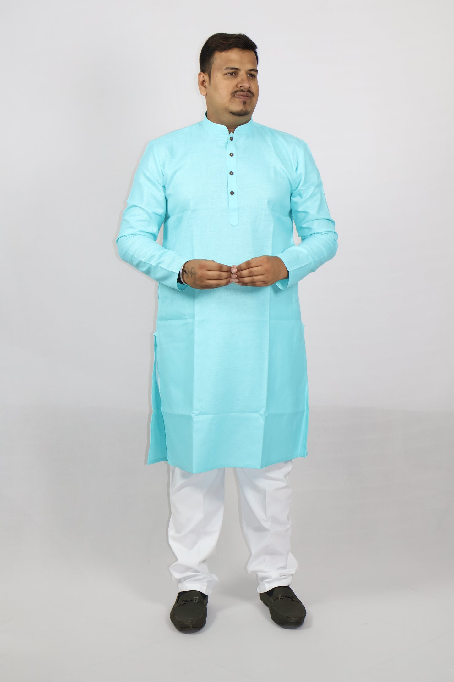 BLOSSOM MEN'S KURTA FIROZI BLUE