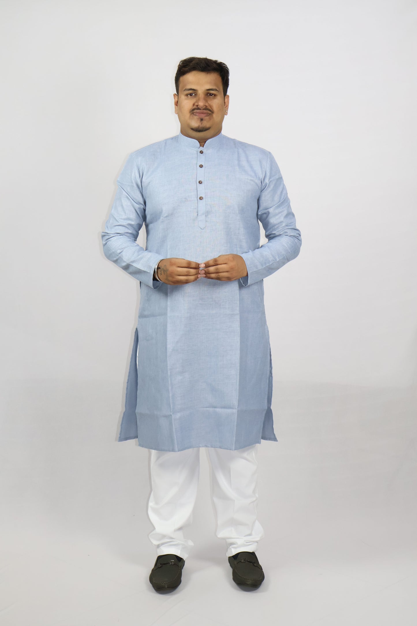 BLOSSOM MEN'S KURTA GREYISH BLUE