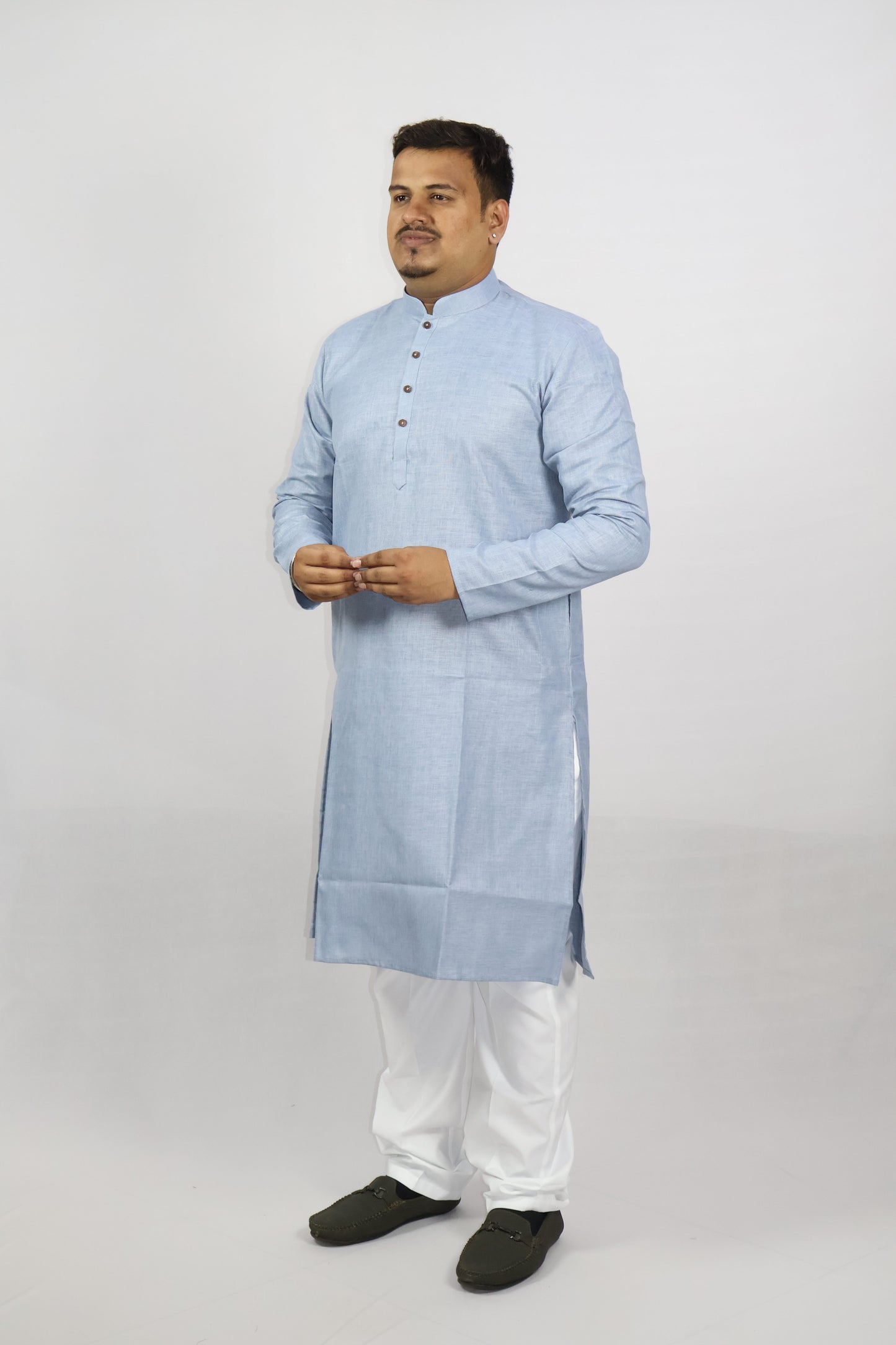 BLOSSOM MEN'S KURTA GREYISH BLUE