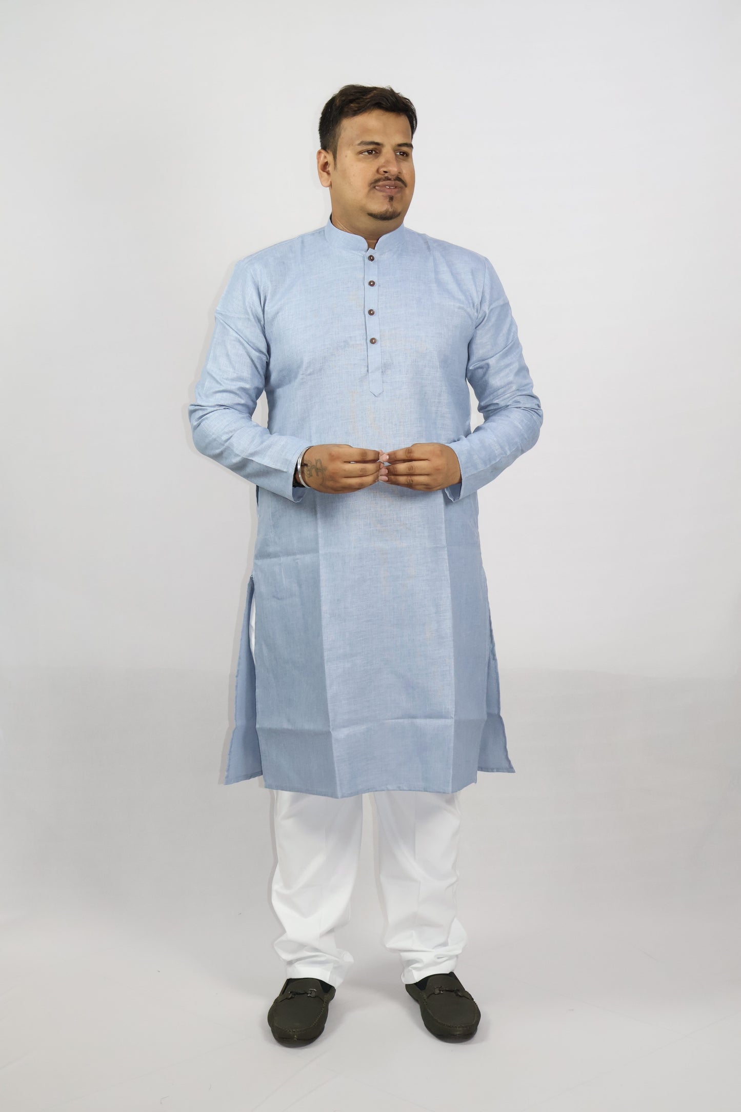 BLOSSOM MEN'S KURTA GREYISH BLUE
