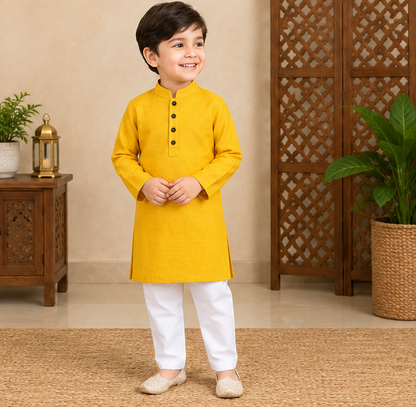 Blossom Kids Kurta Dark Yellow