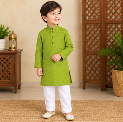 Blossom Kids Kurta Parrot Green