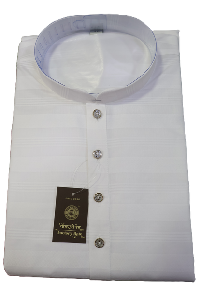 Men's White Kurta Cross Patta (137)
